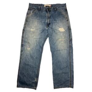 VTG Y2K Levi's Carpenter Loose Straight Jeans 34x30 Distressed Workwear Grunge
